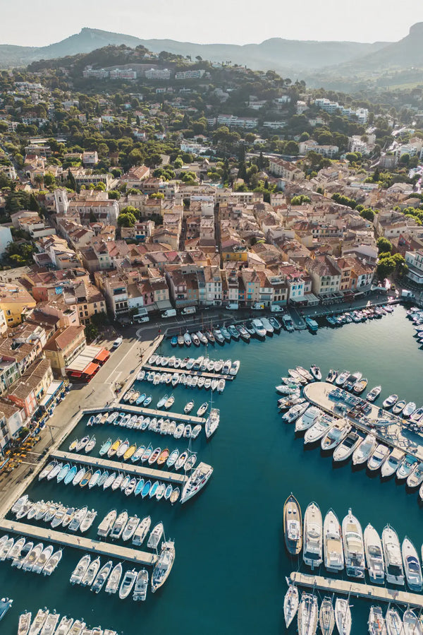 Aerial View of Cassis Harbor, France - Coastal Serenity