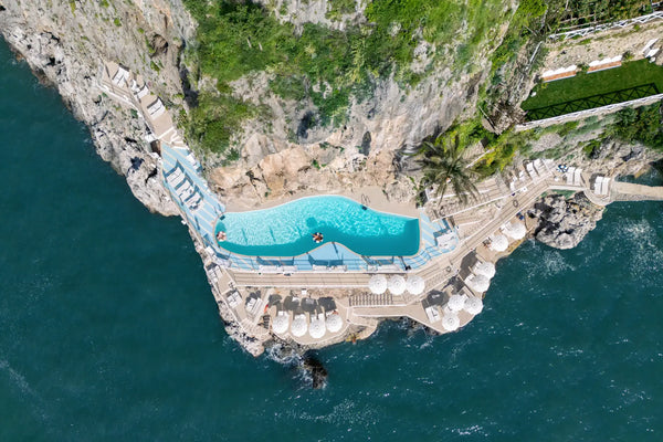 Aerial View of the Miramalfi Hotel's Cliffside Pool, Amalfi Coast