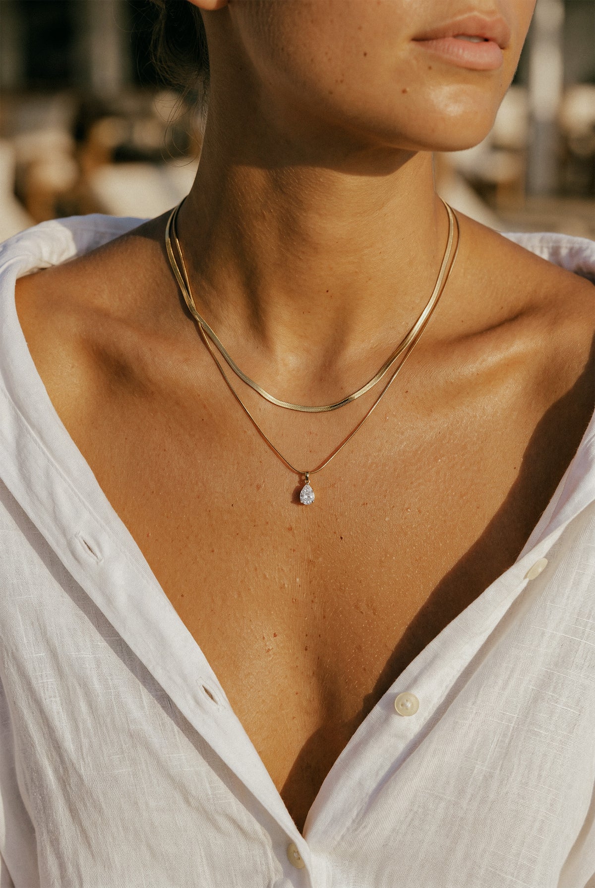 Milos Teardrop Layered Necklace