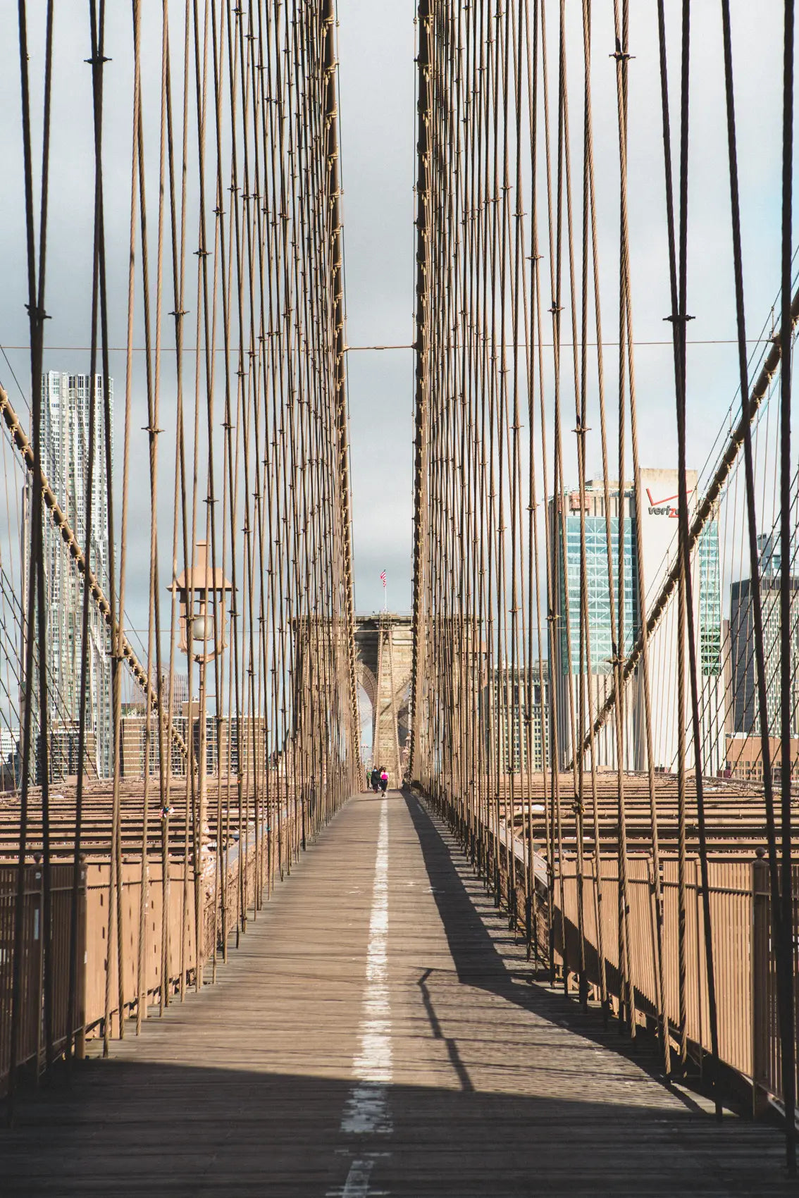 Brooklyn Bridge Lines and Cityscape