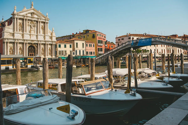 Venetian Water Taxis and Baroque Architecture